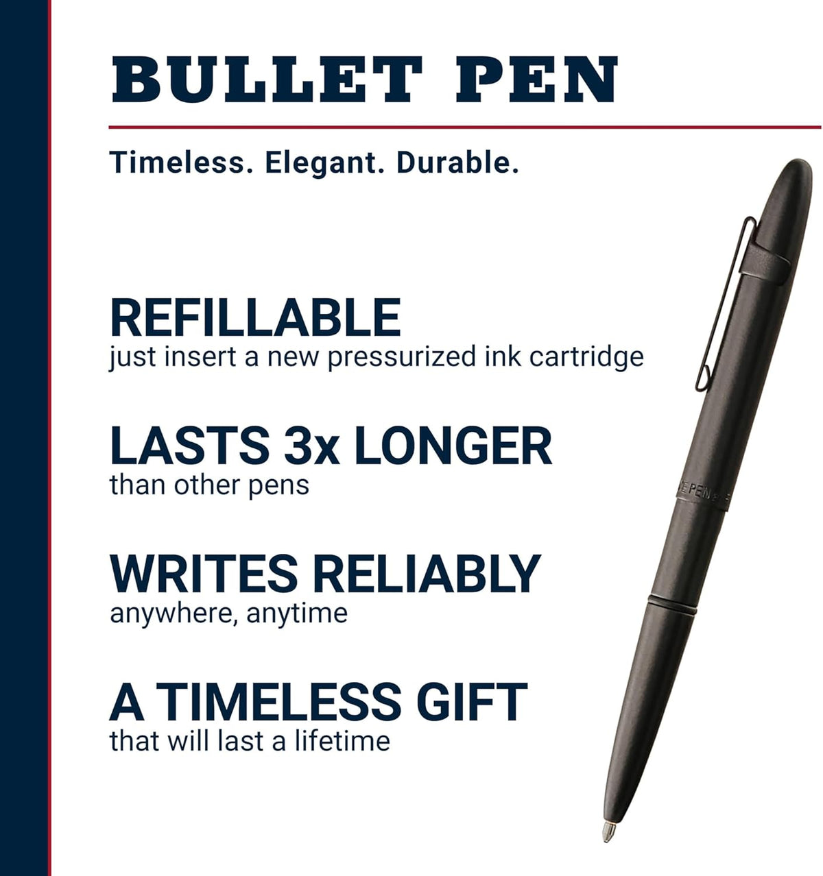 Fisher Space Pen Matte Black Pressurized Ballpoint Bullet Pen