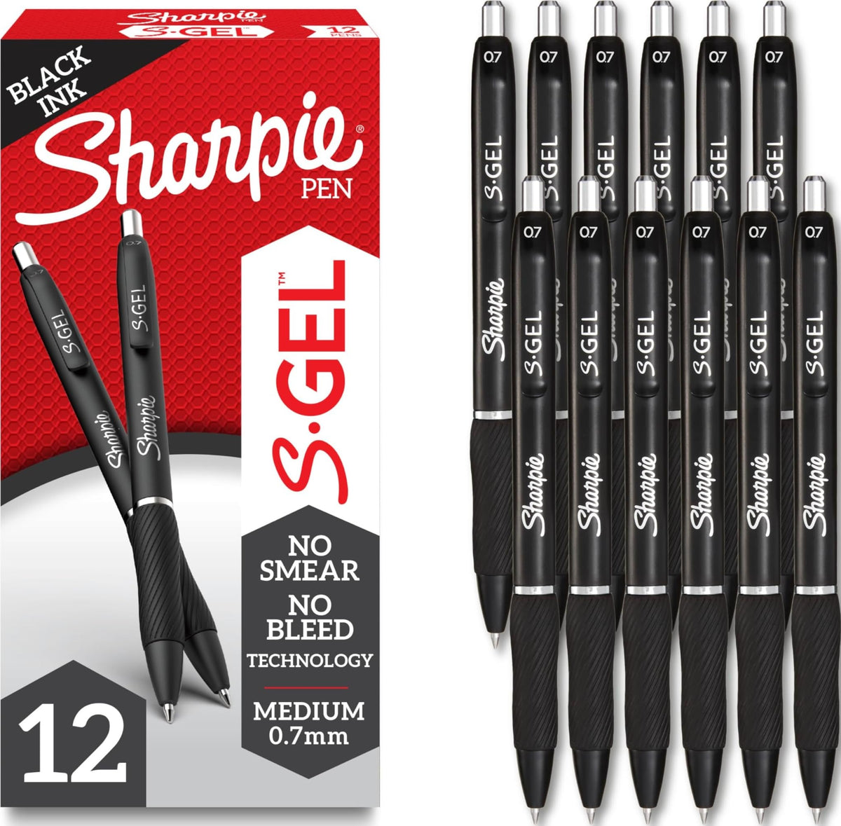 Sharpie S-Gel Retractable Gel Pen, Medium Point, Black Ink, 4/Pack (2096134)