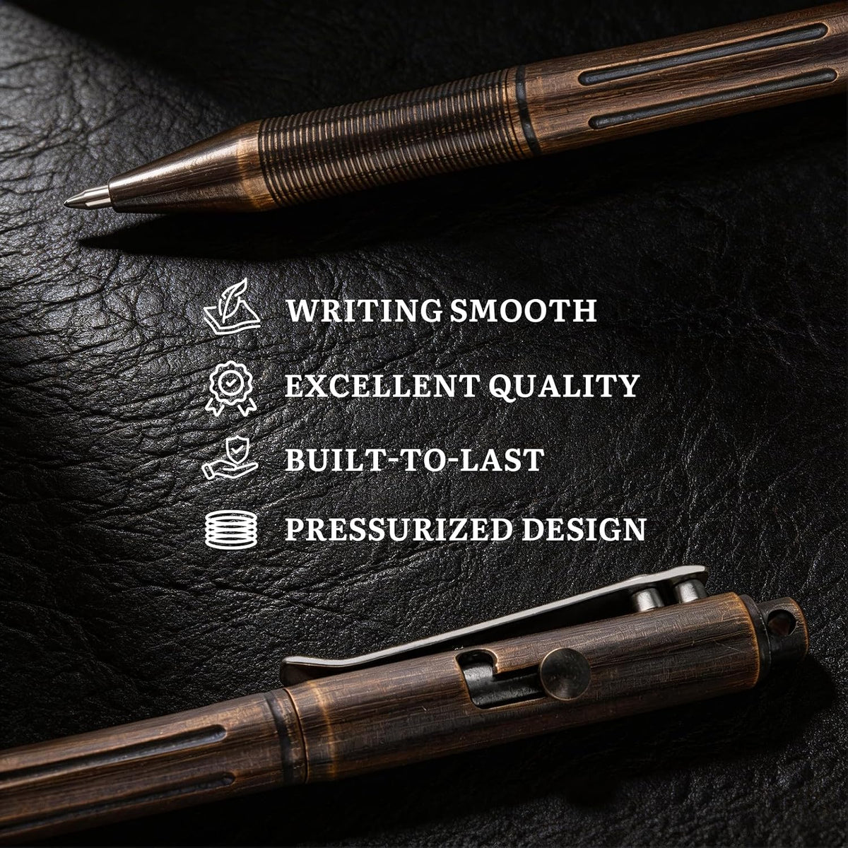 SMOOTHERPRO Solid Brass Bolt Action Pen, Compatible with Pilot G2 Refill