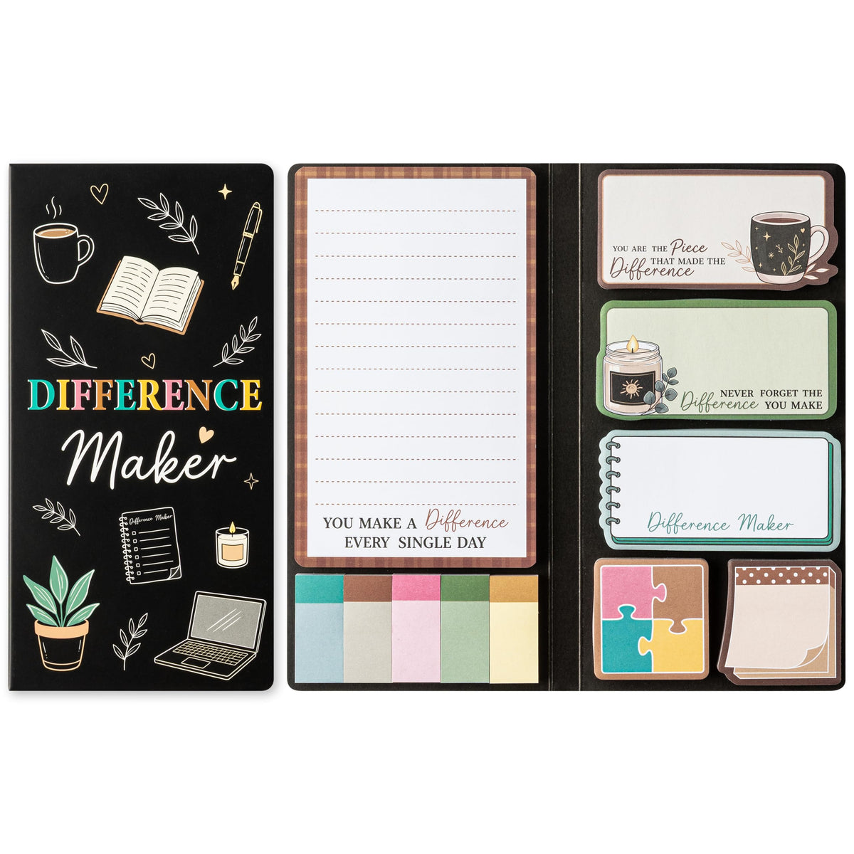 B1ykin Sticky Notes Set - 550 Sheets Memo Writing Pad Cat Floral Design