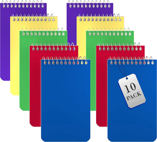 Small Notebooks, Spiral Notepads 3x5" - (Pack of 10) Pocket Notebook, Memo Pads For Home, Office, College, School - Lined College Ruled Paper - 5 Colored Notebooks, 75 Sheets Per Notebook
