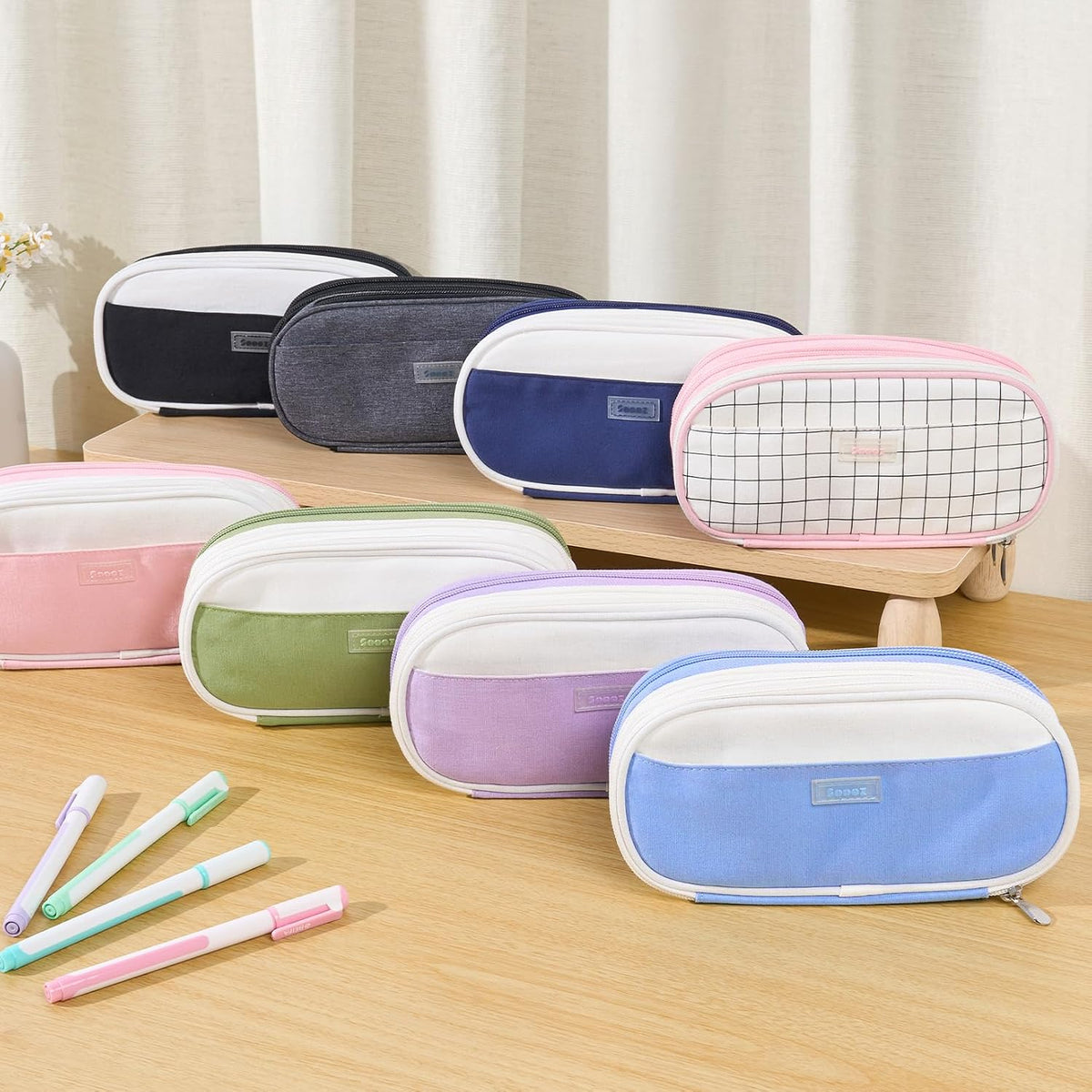 Sooez Large Pencil Case, Expandable Pencil Bag Pouch, Pen Bag with Zipper