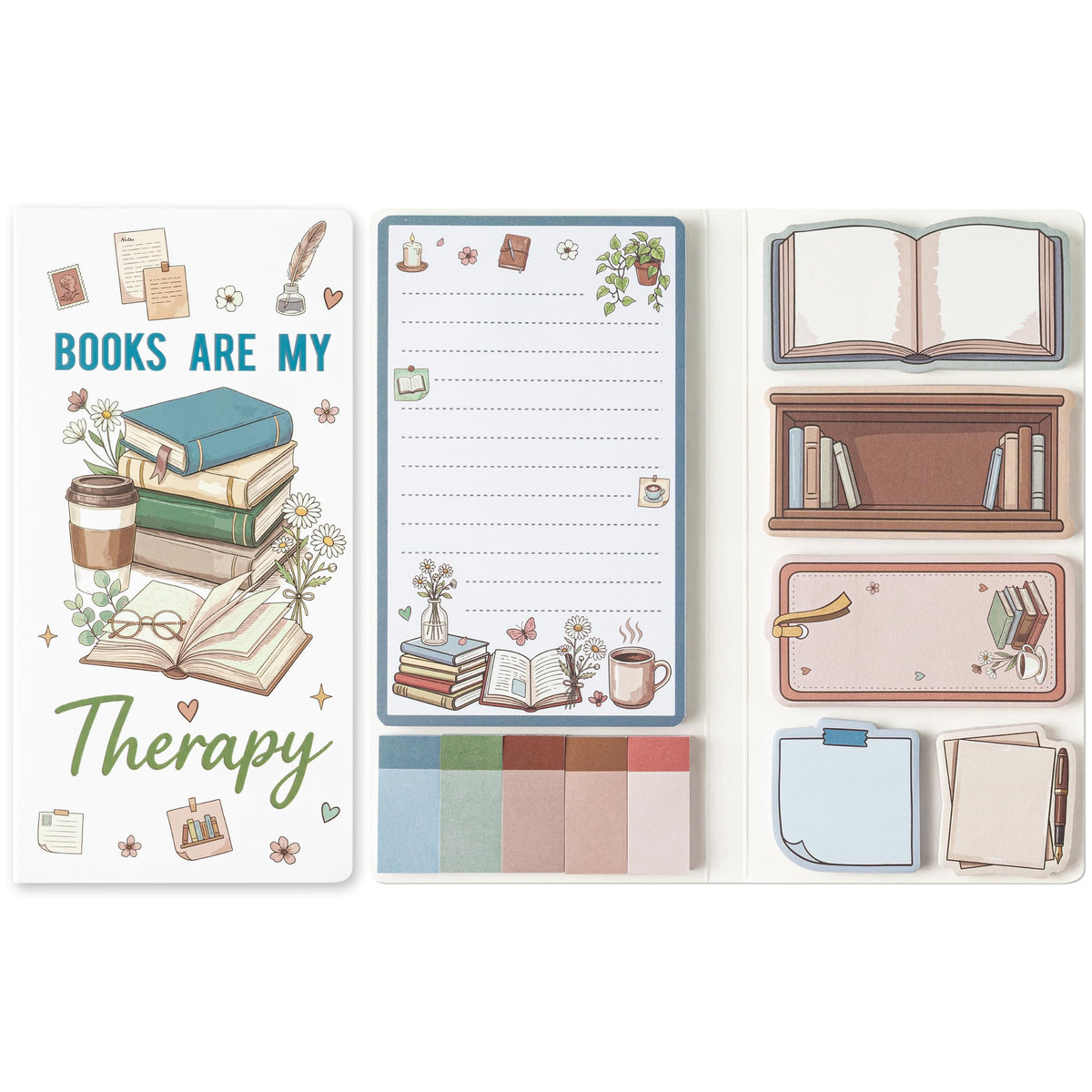 B1ykin Sticky Notes Set - 550 Sheets Memo Writing Pad Cat Floral Design