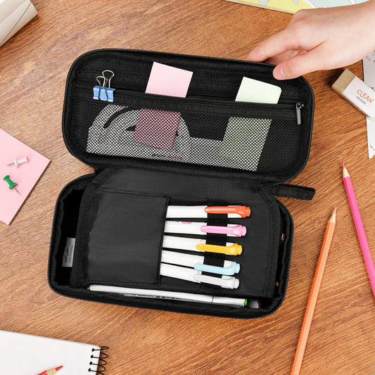 YOKUMA Foldable Pencil Case Pouch Bag for Boys Teens Big Capacity Box,Black