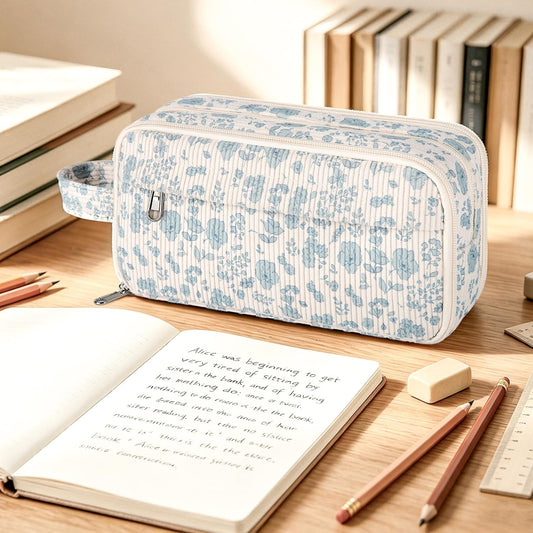 Cute Pencil Case Pouch Bag Floral with Handle For Girls Boys kids Gift