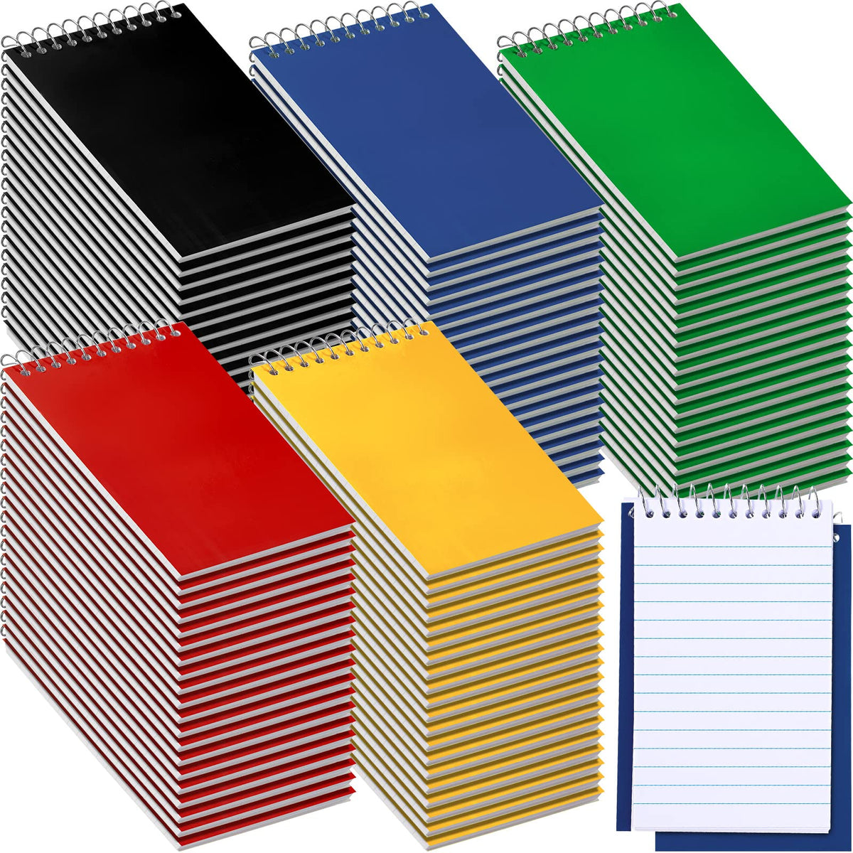 Teling 100 Pcs Pocket Notebooks Bulk Small Spiral Memo Pads 3x5'' Note Pad