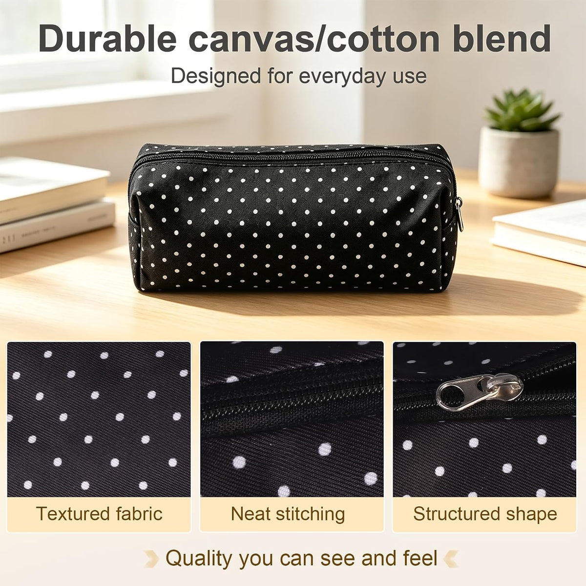 Polka Dot Pencil Case Aesthetic Pencils Pouch Black