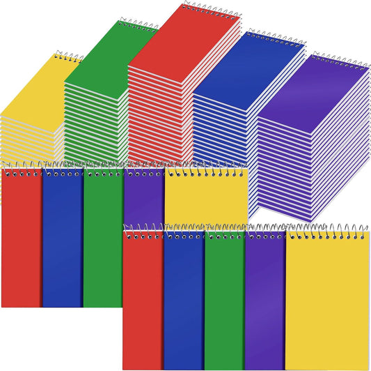 Leinuosen 100 Pcs Spiral Memo Pads 3"x5" Pocket Notebooks, Bright Color
