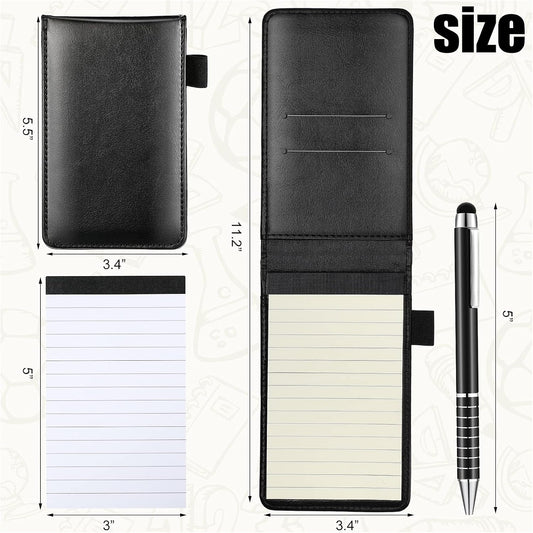 Outus 10 Pcs Mini Pocket Notepad Holder Set with Metal Pen,Black