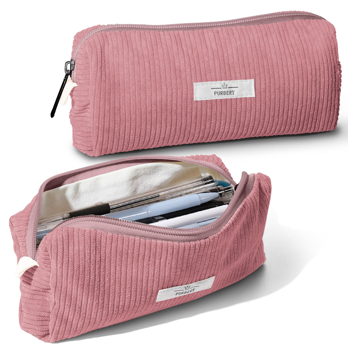 Soft Corduroy Pencil Case Pouch - Small Stationery Pen Bag Apricot