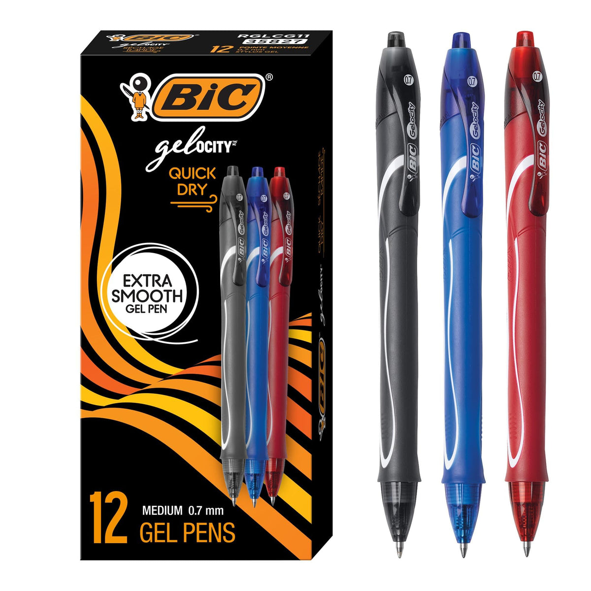 BIC Gelocity Quick Dry Gel Pens, 12-Count in Black Ink