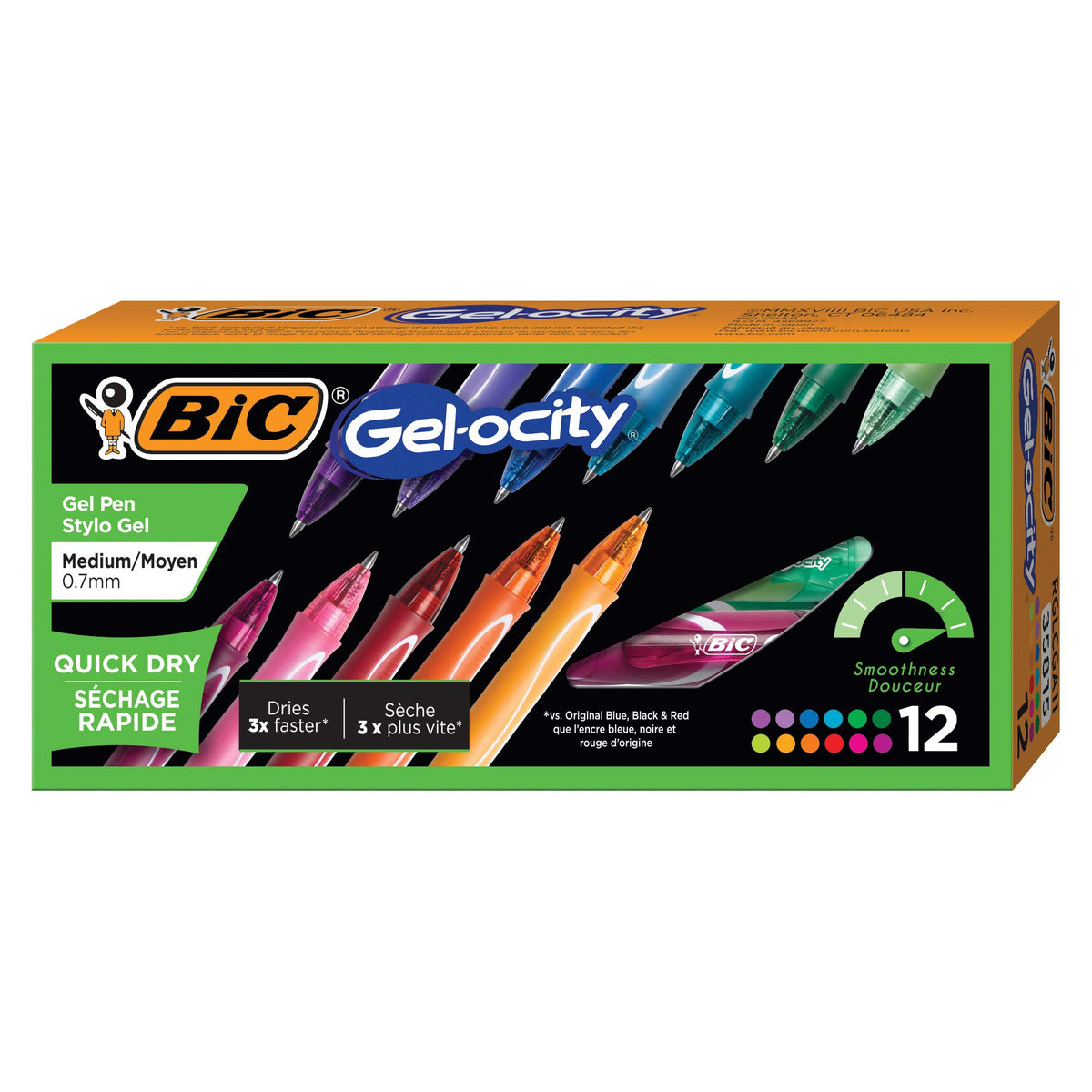 BIC Gelocity Quick Dry Gel Pens, 12-Count in Black Ink