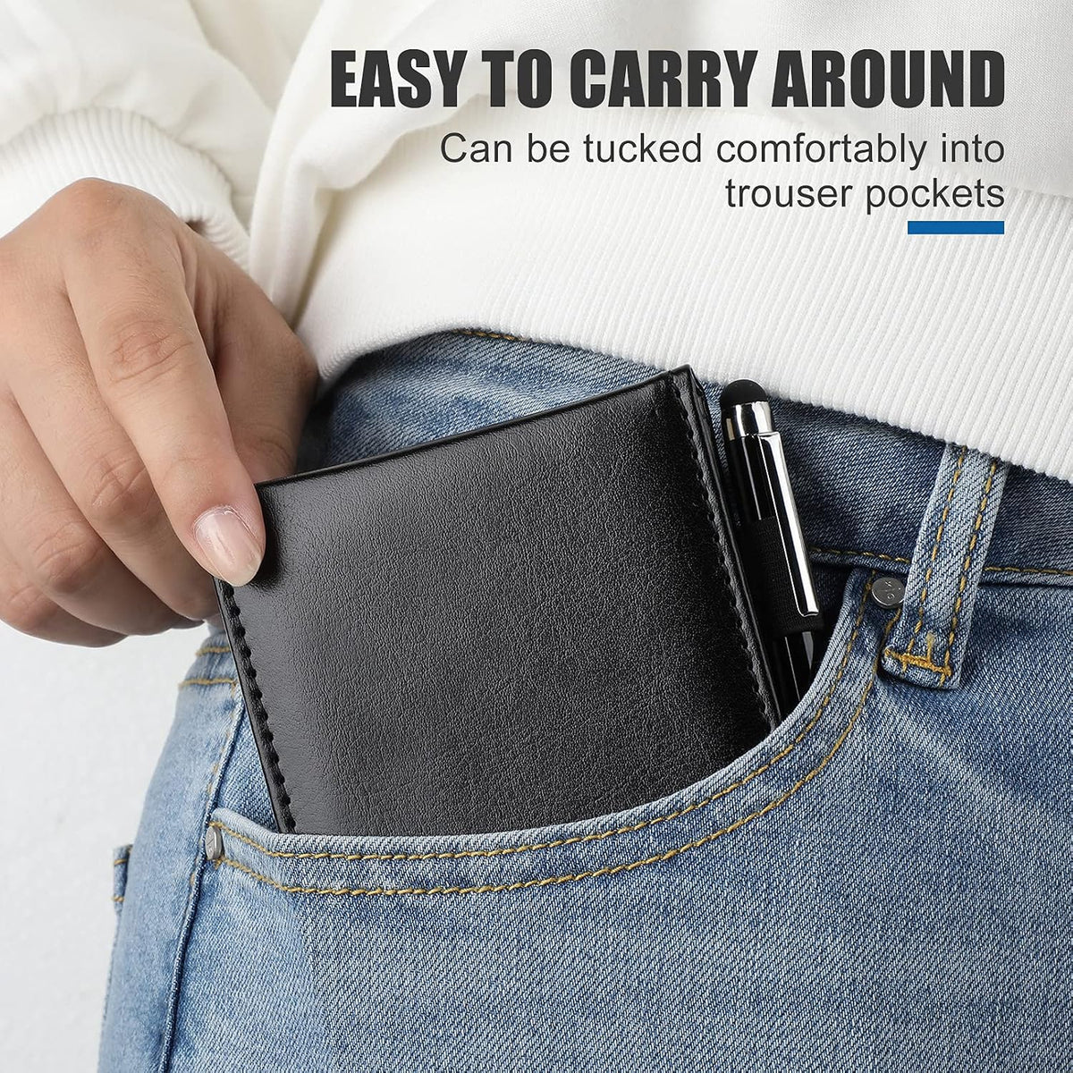 Outus 10 Pcs Mini Pocket Notepad Holder Set with Metal Pen,Black